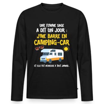Motorhome Woman Wise Retirement I Stand Out Mom - Men's Premium Organic Long Sleeve Shirt - black - Front - Nico (187cm)