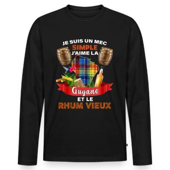 Guyane Homme Mec Simple Et Rhum Colibri - T-shirt manches longues Premium bio Homme - noir - Devant - Nico (187cm)