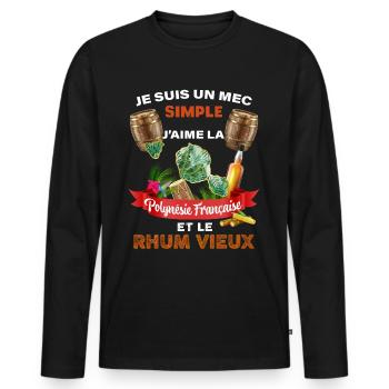 Polynésie Française Tahiti Rhum Ti Punch - T-shirt manches longues Premium bio Homme - noir - Devant - Nico (187cm)