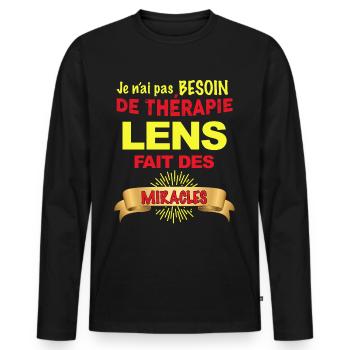 Lens Thérapie Miracle Humour Foot Homme - T-shirt manches longues Premium bio Homme - noir - Devant - Nico (187cm)