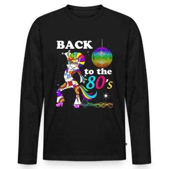 Generation 80s Vintage Unicorn - Men's Premium Organic Long Sleeve Shirt - black - Front - Nico (187cm)
