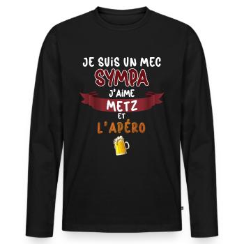 Metz Foot Homme Papa Papy Apéro Bière - T-shirt manches longues Premium bio Homme - noir - Devant - Nico (187cm)