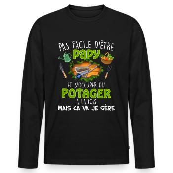 Grandpa gardener and vegetable gardener he manages Grandfather's Day - Men's Premium Organic Long Sleeve Shirt - black - Front - Nico (187cm)