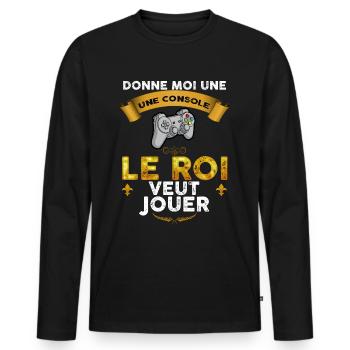 Video Games Controller The Gamer King Geek Dad - Men's Premium Organic Long Sleeve Shirt - black - Front - Nico (187cm)