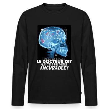Video Games Radio Skull Skeleton Gamer Controller - Men's Premium Organic Long Sleeve Shirt - black - Front - Nico (187cm)