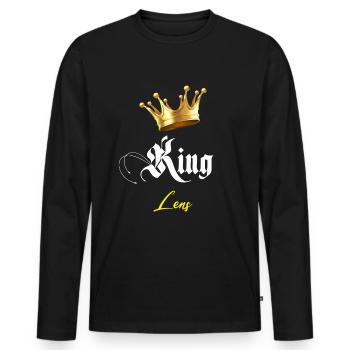 Lens Vater und Sohn Lens King Unterstützer - Männer Premium Bio Langarmshirt - Schwarz - Vorne - Nico (187cm)