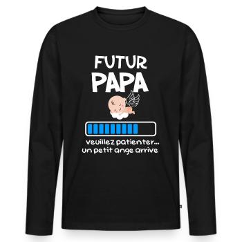 Ankündigung Schwangerschaft Future Dad 2025 Baby - Männer Premium Bio Langarmshirt - Schwarz - Vorne - Nico (187cm)