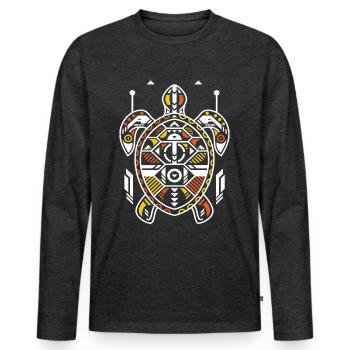 Stammesschildkröte Tattoo Polynesien Tahiti - Männer Premium Bio Langarmshirt - Anthrazit meliert - Vorne - Nico (187cm)