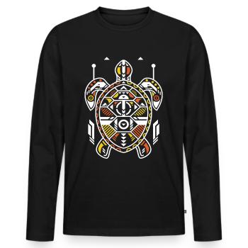 Tribal Turtle Tattoo Polynesia Tahiti - Men's Premium Organic Long Sleeve Shirt - black - Front - Nico (187cm)