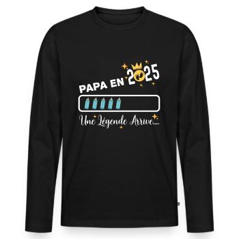 Future Dad 2025 Legend Download Geburt - Männer Premium Bio Langarmshirt - Schwarz - Vorne - Nico (187cm)