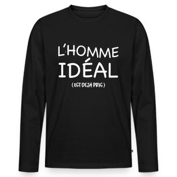 The Ideal Man Is Already Taken in Love - Men's Premium Organic Long Sleeve Shirt - black - Front - Nico (187cm)