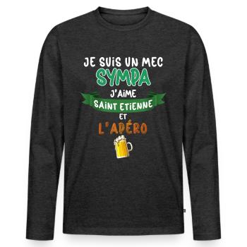 Saint Etienne Mec Sympa Stéphanois Bière Foot - T-shirt manches longues Premium bio Homme - anthracite chiné - Devant - Nico (187cm)