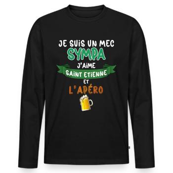 Saint Etienne Mec Sympa Stéphanois Bière Foot - T-shirt manches longues Premium bio Homme - noir - Devant - Nico (187cm)