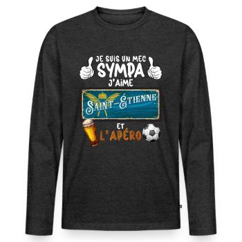 Foot Saint Etienne Apéro Supporter Homme Papa Papy - Men's Premium Organic Long Sleeve Shirt - heather anthracite - Front - Nico (187cm)