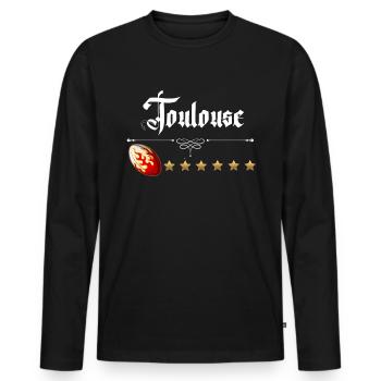 Toulouse Rugby Sport Beau Et Puissant 6 Etoiles - T-shirt manches longues Premium bio Homme - noir - Devant - Nico (187cm)