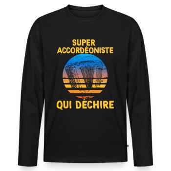Super-Akkordeonist, der Männermusik rockt - Männer Premium Bio Langarmshirt - Schwarz - Vorne - Nico (187cm)