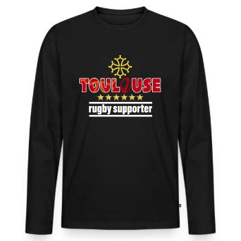 Rugby Supporter Toulouse Champion 6 Stars Men - Men's Premium Organic Long Sleeve Shirt - black - Front - Nico (187cm)