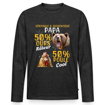 Great gift daddy bear complainer and cool daddy hen - Men's Premium Organic Long Sleeve Shirt - heather anthracite - Front - Nico (187cm)