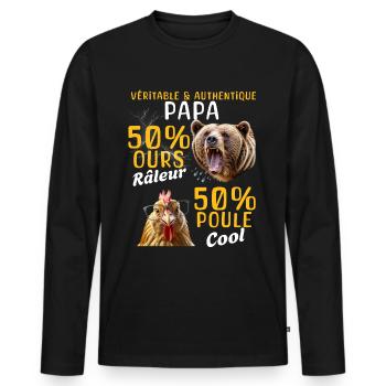 Great gift daddy bear complainer and cool daddy hen - Men's Premium Organic Long Sleeve Shirt - black - Front - Nico (187cm)