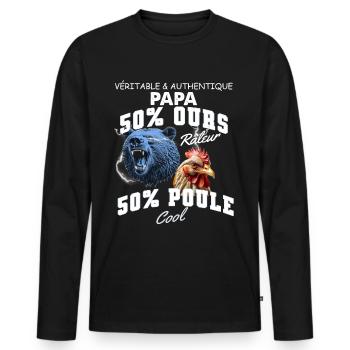 Unique Daddy Hybrid Bear Complaining Daddy Hen Cool - Men's Premium Organic Long Sleeve Shirt - black - Front - Nico (187cm)