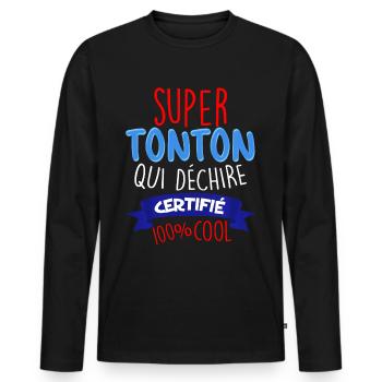 Super Tonton Qui Déchire Humour Certifié Cool - T-shirt manches longues Premium bio Homme - noir - Devant - Nico (187cm)