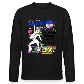 Cool Unicorn Uncle Ripping Vintage 80s - Men's Premium Organic Long Sleeve Shirt - black - Front - Nico (187cm)