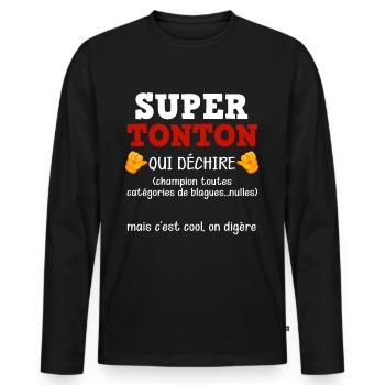 Super Uncle Who Tears Message From Niece Nephews - Men's Premium Organic Long Sleeve Shirt - black - Front - Nico (187cm)