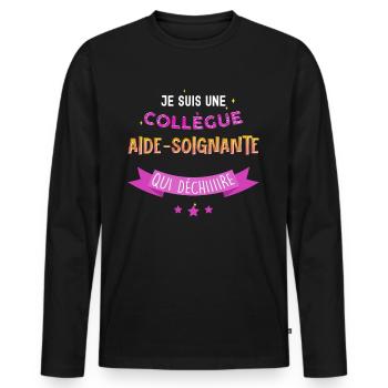 Geschenk Kollegin Frau Pflegekraft, die weint - Männer Premium Bio Langarmshirt - Schwarz - Vorne - Nico (187cm)