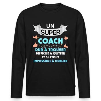 Un Super Coach Super message Entraineur - T-shirt manches longues Premium bio Homme - noir - Devant - Nico (187cm)