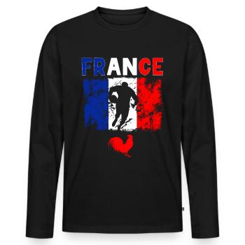 France Rugby Tricolor Flag Blue White Red - Men's Premium Organic Long Sleeve Shirt - black - Front - Nico (187cm)