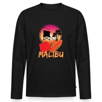 Sauveteur Malibu - T-shirt manches longues Premium bio Homme - noir - Devant - Nico (187cm)