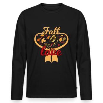 Happy Herbst Fall in Love - Männer Premium Bio Langarmshirt - Schwarz - Vorne - Nico (187cm)