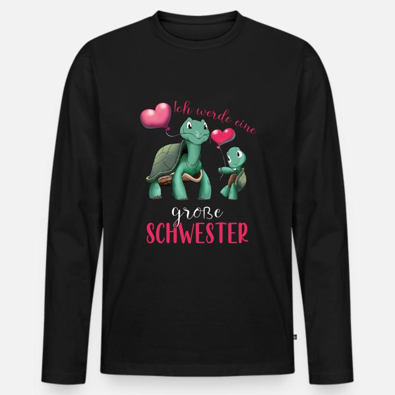 Ich Werde Eine Große Schwester - Männer Premium Bio Langarmshirt - Schwarz