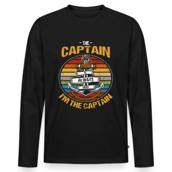 The Captain Is Always Right Captain Anchor - Men's Premium Organic Long Sleeve Shirt - black - Front - Nico (187cm)