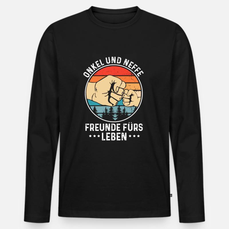 Onkel & Neffe - Männer Premium Bio Langarmshirt - Schwarz