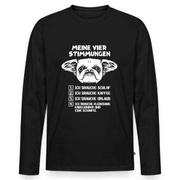 Lustige Katze Stimmung Kaffee Büro Geschenk Fun - Männer Premium Bio Langarmshirt - Schwarz - Vorne - Nico (187cm)