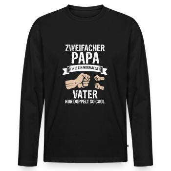 Papa von 2 kinder zweifacher Vater lustig Spruch - Männer Premium Bio Langarmshirt - Schwarz - Vorne - Nico (187cm)