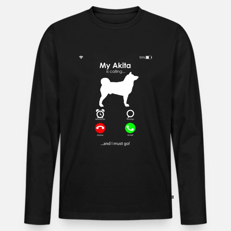 Akita - Männer Premium Bio Langarmshirt - Schwarz
