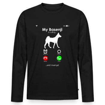 Basenji - Männer Premium Bio Langarmshirt - Schwarz - Vorne - Nico (187cm)