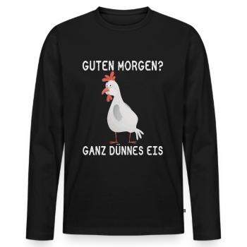 Good morning? Very thin ice! - Men's Premium Organic Long Sleeve Shirt - black - Front - Nico (187cm)