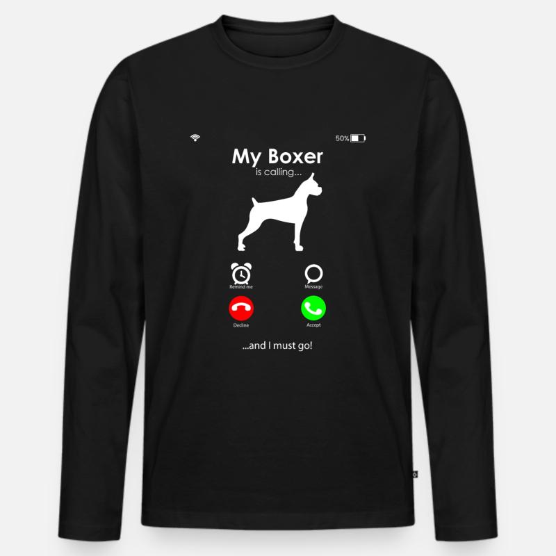 Boxer Hund - Männer Premium Bio Langarmshirt - Schwarz