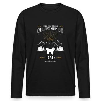 Chien de berger du Caucase Ovcharka - T-shirt manches longues Premium bio Homme - noir - Devant - Nico (187cm)