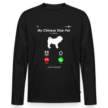 Shar Pei - Männer Premium Bio Langarmshirt - Schwarz - Vorne - Nico (187cm)