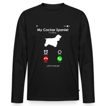 Cocker Spaniel - Männer Premium Bio Langarmshirt - Schwarz - Vorne - Nico (187cm)