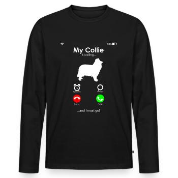 Collie - Men's Premium Organic Long Sleeve Shirt - black - Front - Nico (187cm)