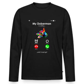 Dobermann - Männer Premium Bio Langarmshirt - Schwarz - Vorne - Nico (187cm)