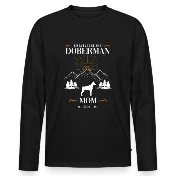 Dobermann - Männer Premium Bio Langarmshirt - Schwarz - Vorne - Nico (187cm)