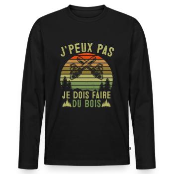 J'peux pas je dois Faire Du Bois,papa forestier - T-shirt manches longues Premium bio Homme - noir - Devant - Nico (187cm)