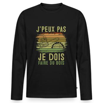 J'peux pas je dois Faire Du Bois,papa forestier - T-shirt manches longues Premium bio Homme - noir - Devant - Nico (187cm)