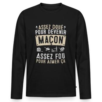tarif horaire maçon humour maçonnerie homme cadeau - T-shirt manches longues Premium bio Homme - noir - Devant - Nico (187cm)